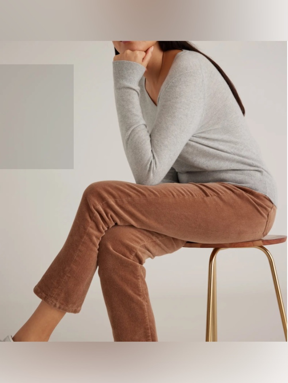 Quince Organic Stretch Corduroy Straight Leg Pants in Warm Brown Size 8